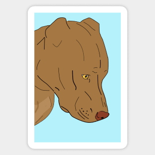 Cute and Sad Red Nose Pit Bull Portrait - Line Art Sticker